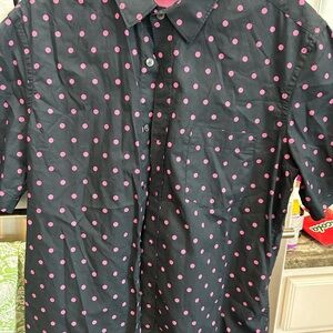 Men’s M French Connection Black and Pink Casual Button Down Shirt